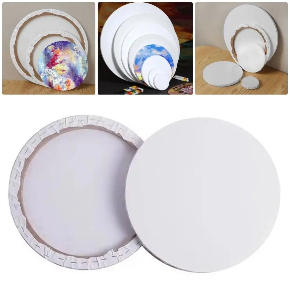 

1Pcs Stretched Canvas Frame Round Painting Canvas Blank Watercolor Oil Board Drawing Panels Art Supply 20/30cm Painting Boards