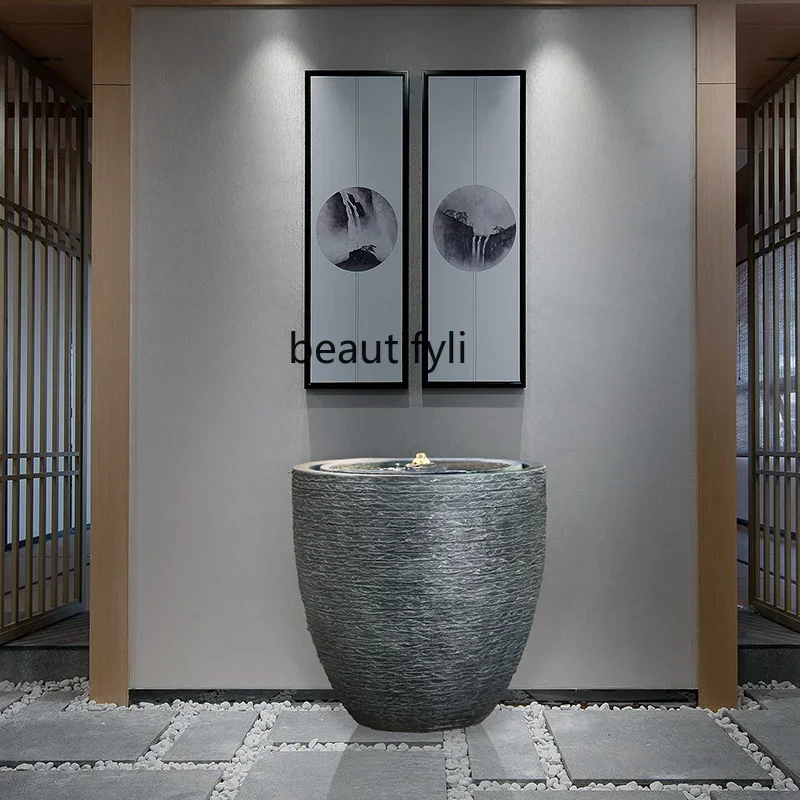 

European ornament fountain office living room entrance outdoor courtyard floor circulation water landscape decoration