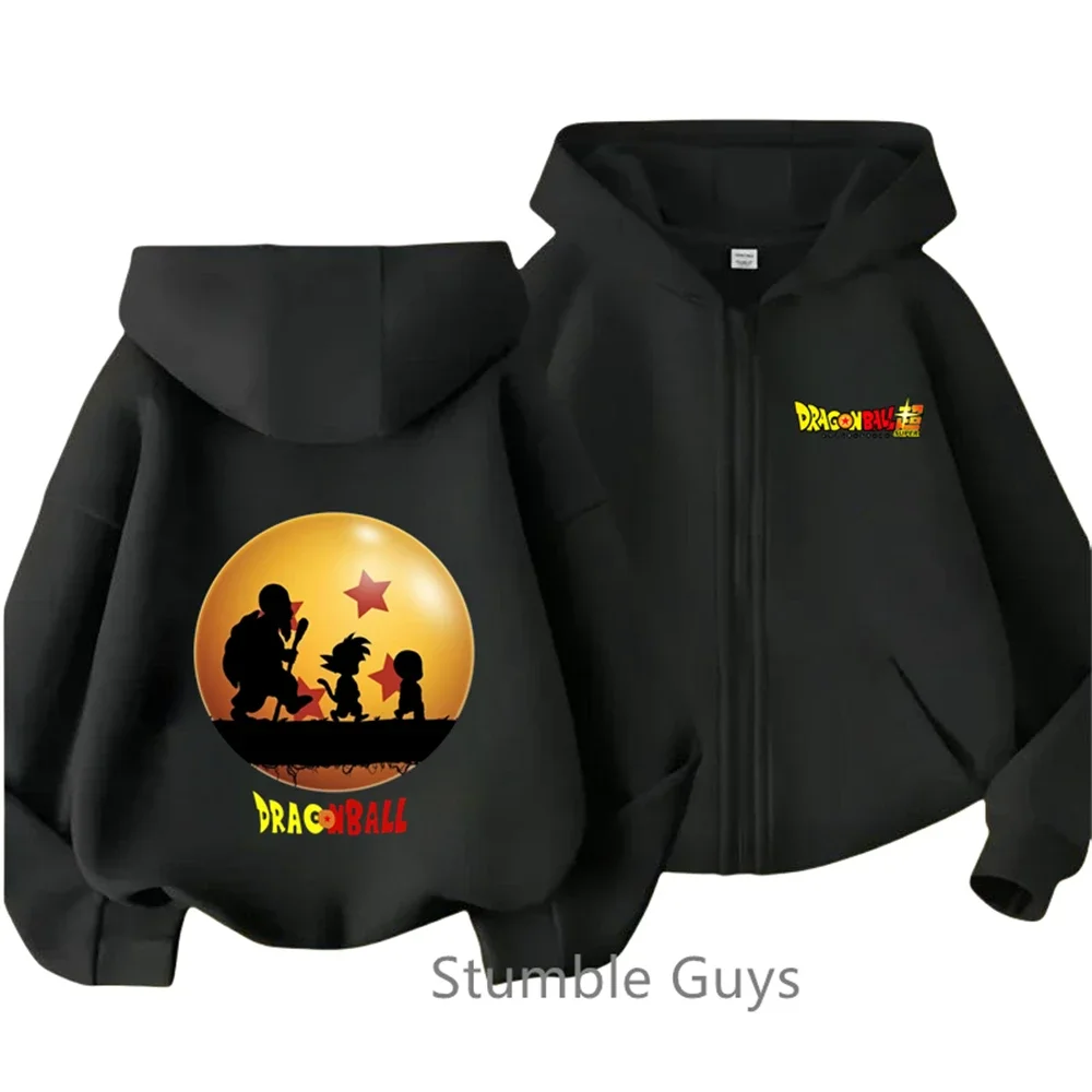 Anime Dragonball Kids Zipper Hoodie Cartoon Goku Print Autumn/Winter Long-sleeved Sweatshirt Boys And Girl Casual Jacket Tops