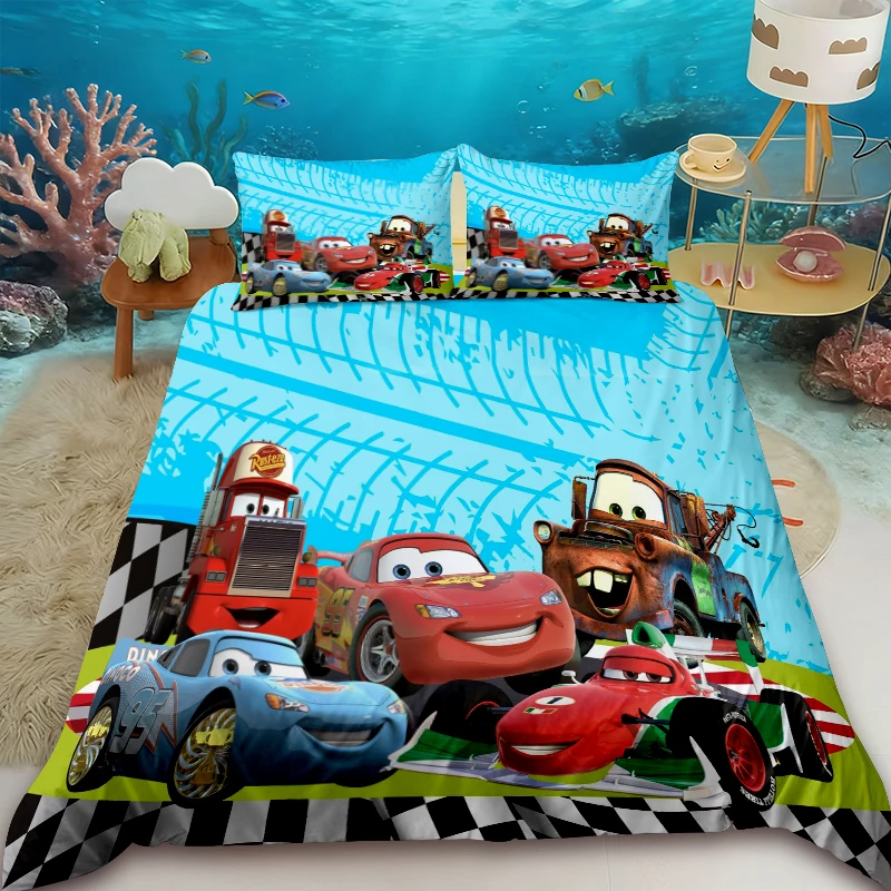 

Disney McQueen Car Seasons Pattern Duvet Cover Set, Soft Duvet Insert and Pillowcase Set, Single/Double/Large/Extra Large Sizes