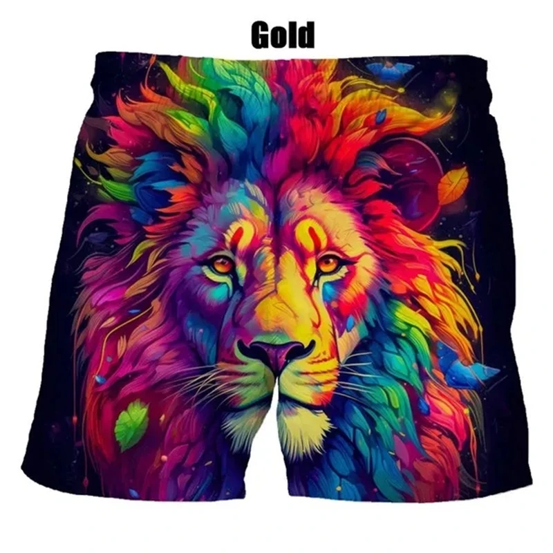 Mens Fashion Lion stampa 3d pantaloncini Hip Hop estate uomo Casual personalità Cool Gym Board pantaloncini da spiaggia Ropa De Hombre Trunks