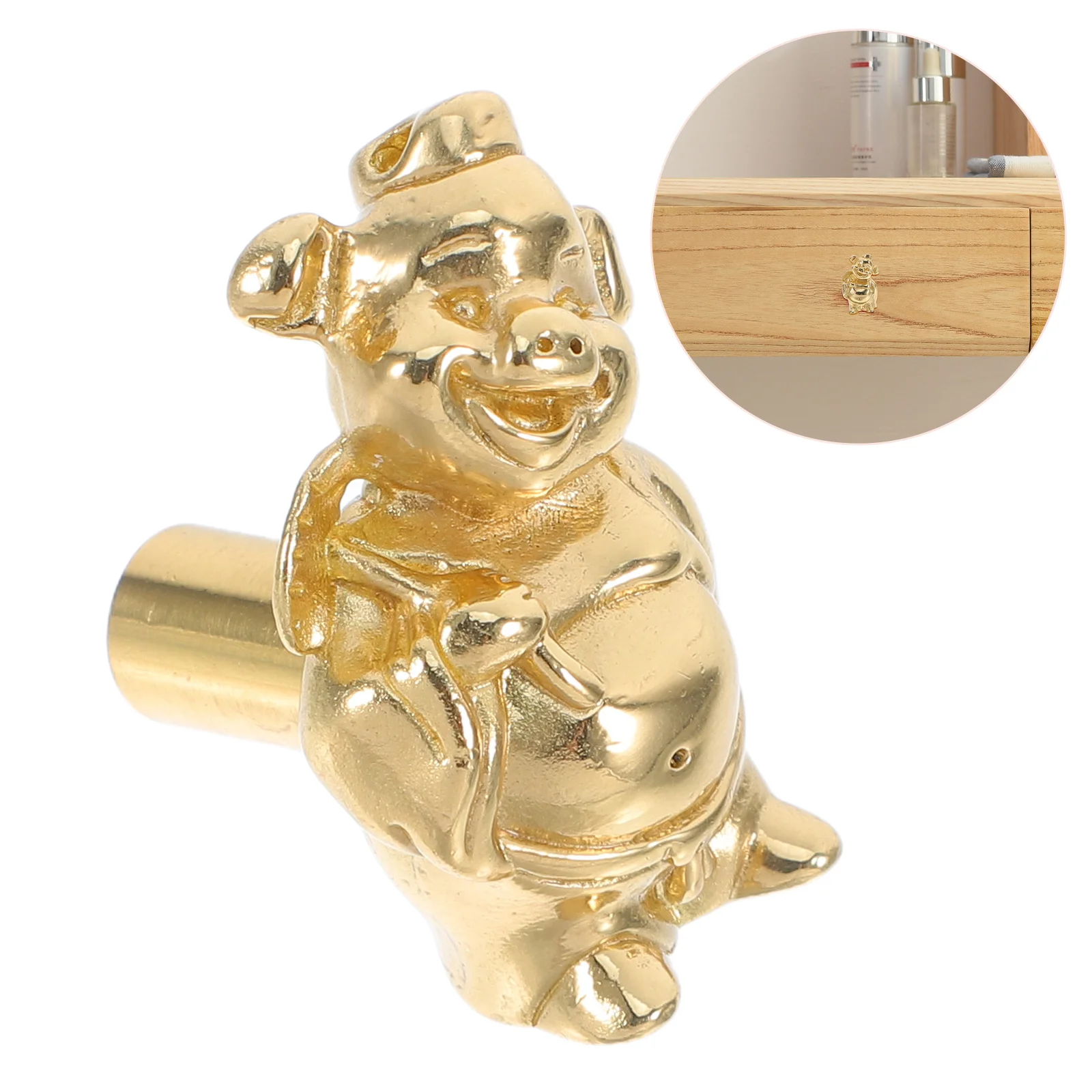 

1pcs Brass Drawer Pulls Cute Pig Shape Vintage Cabinet Handle For Wardrobe Kitchen Furniture Decorative Hardware Knobs
