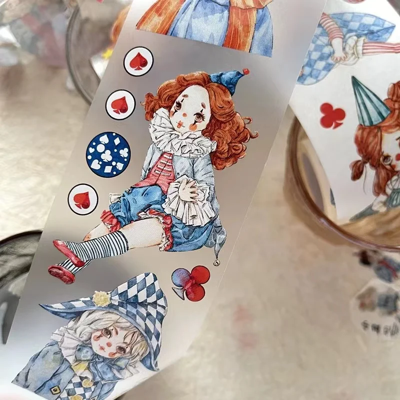 Vintage Lovely Clown Girl Washi PET Tape for Planner Card Making DIY Scrapbooking Plan Decorative Sticker