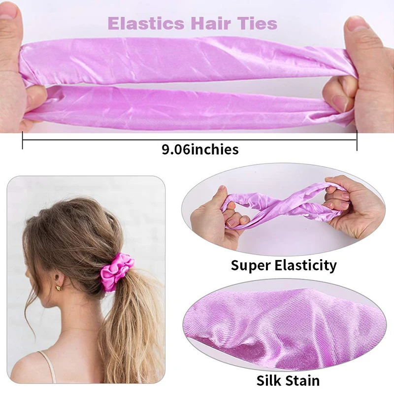 50PCS/BAG Hot sale fold elastic ties hair band Large intestin hair ring olid color satin hair scrunchies