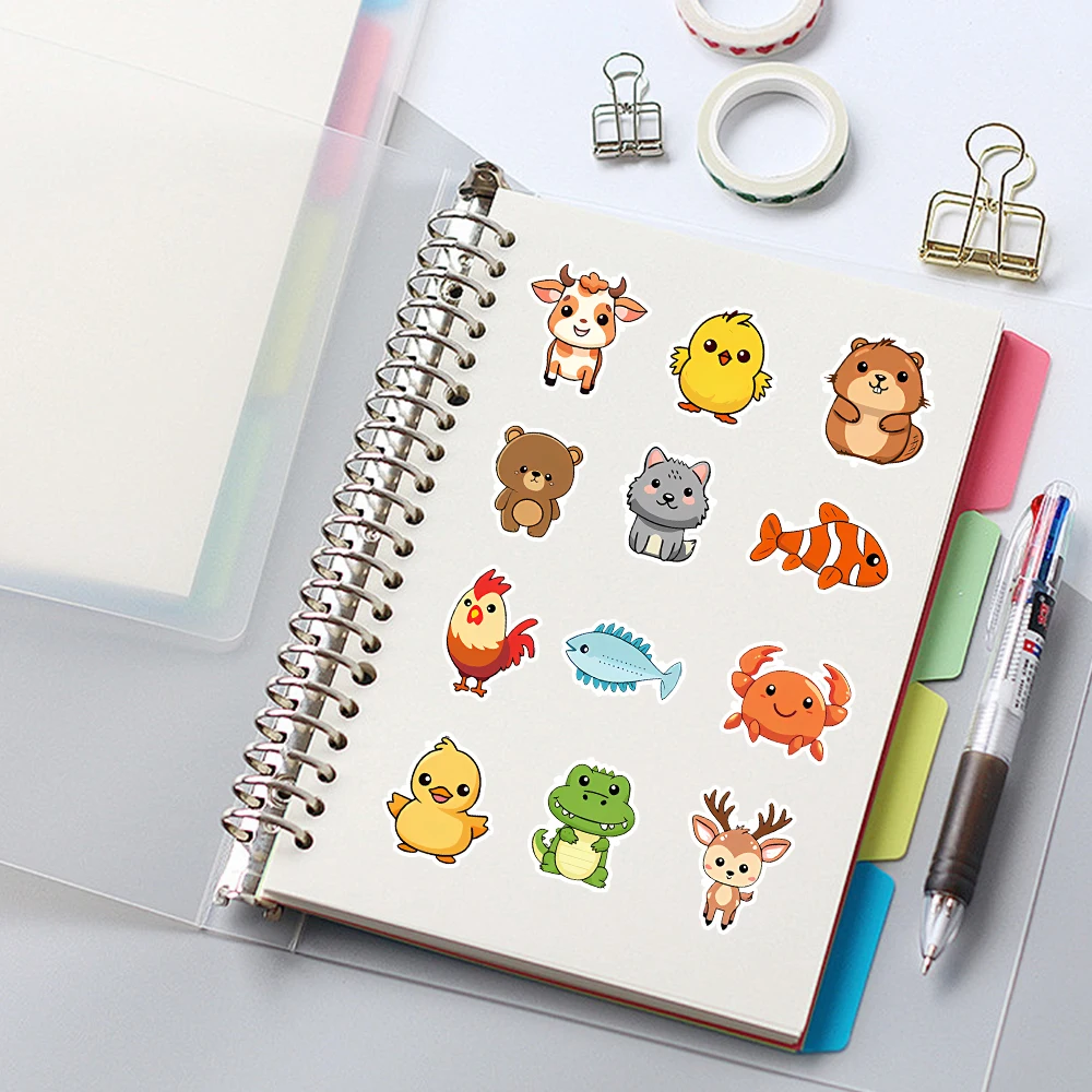 Cute Cartoon Animals Penguin Tiger and Small Fish Stickers for Scrapbook Phone Case Laptop Guitar Sticker DIY Decoration Gift