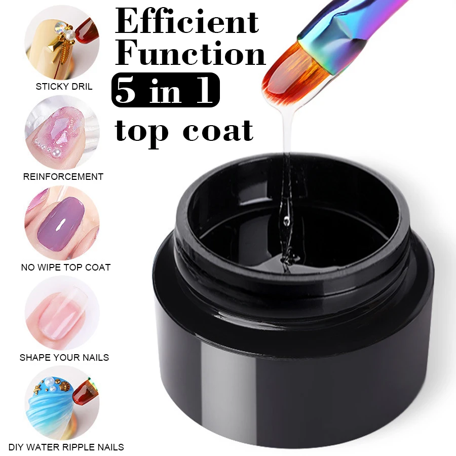 QAZIXU Multi-purpose Universal Nail Polish Gel Transparent Clear Top Coat Semi-permanent Soak Off UV/LED Nail Art Design