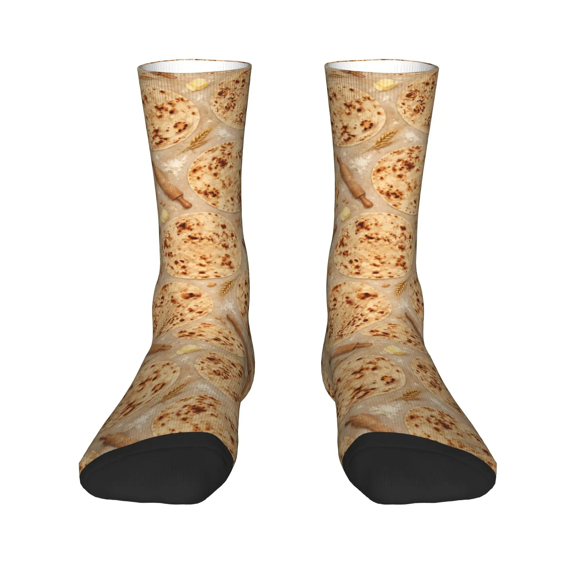 Wheat Pizza Print Stockings Unisex Men  Dress Socks Breathable Socks Autumn Running Anti Sweat Custom Socks Birthday Present
