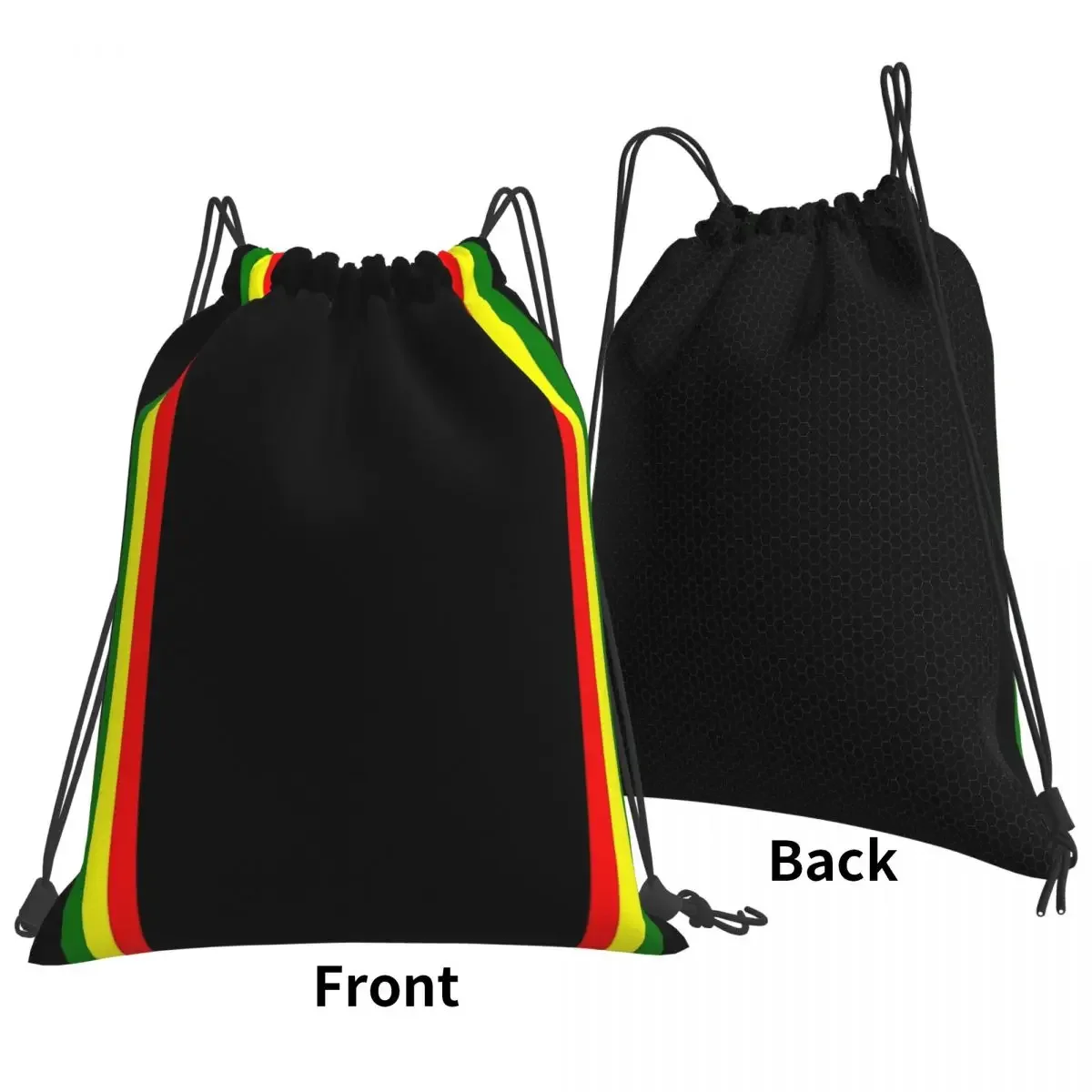 Rasta Stripe Rasta Color Pattern Backpack Portable Drawstring Bags Drawstring Bundle Pocket Sundries Bag BookBag For Man Woman