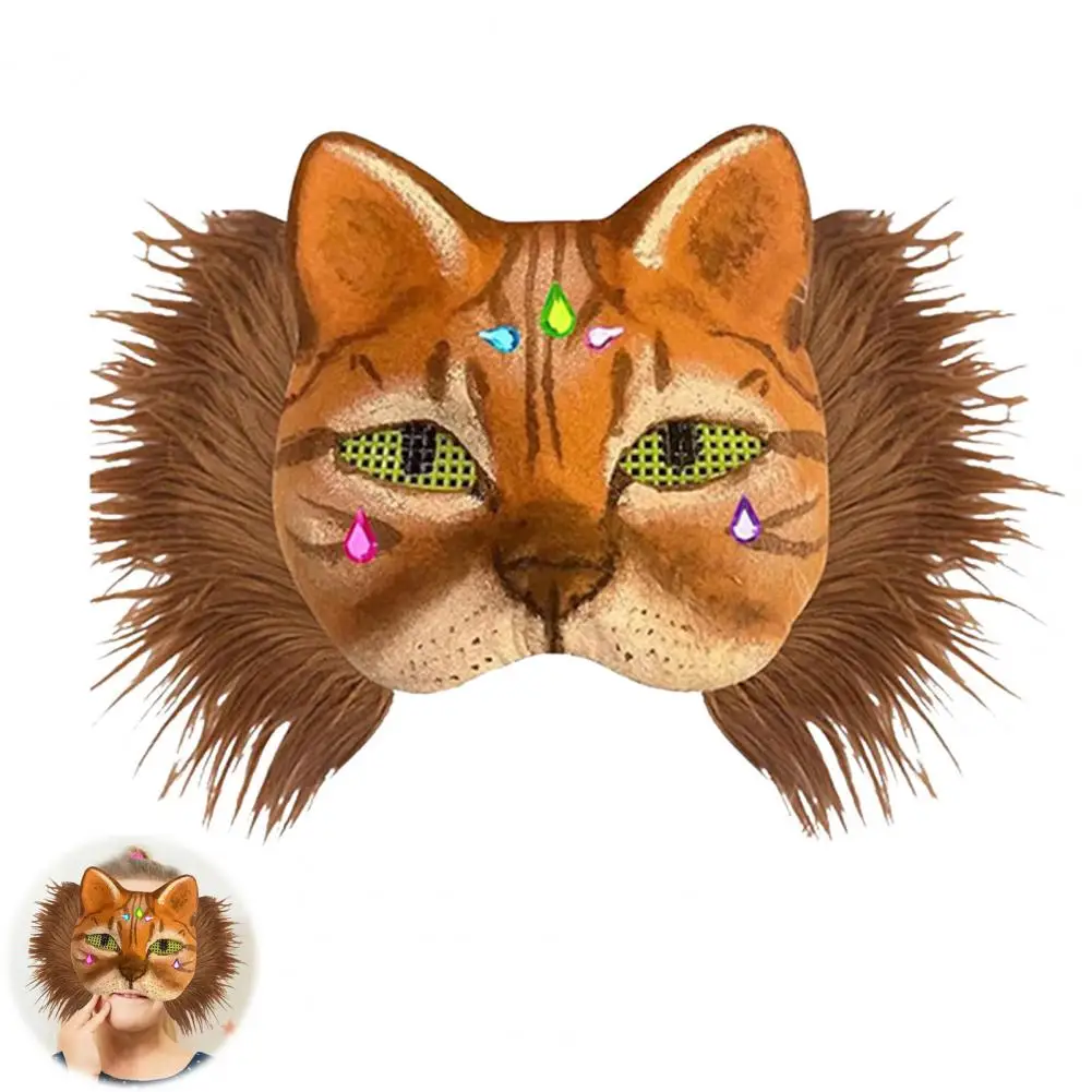 DIY Cats Foxes Mask With Furs Eye Meshes Sticker,Therians Dress Up Mask To Paint,Animal Mask Arts Craft Costume Party Cosplay