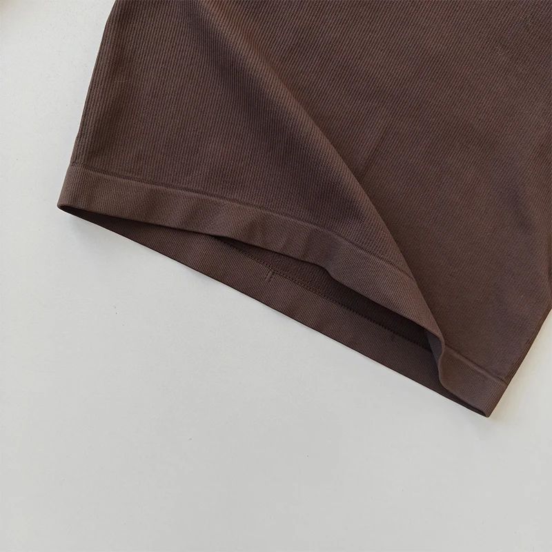 Yoga-Bekleidung T-Shirt Damen U-Ausschnitt Brustpolster Schlankmachendes Sport-Top Langärmeliges Stretch-Oberteil Pilates Fitness-Bekleidung – Detail 12