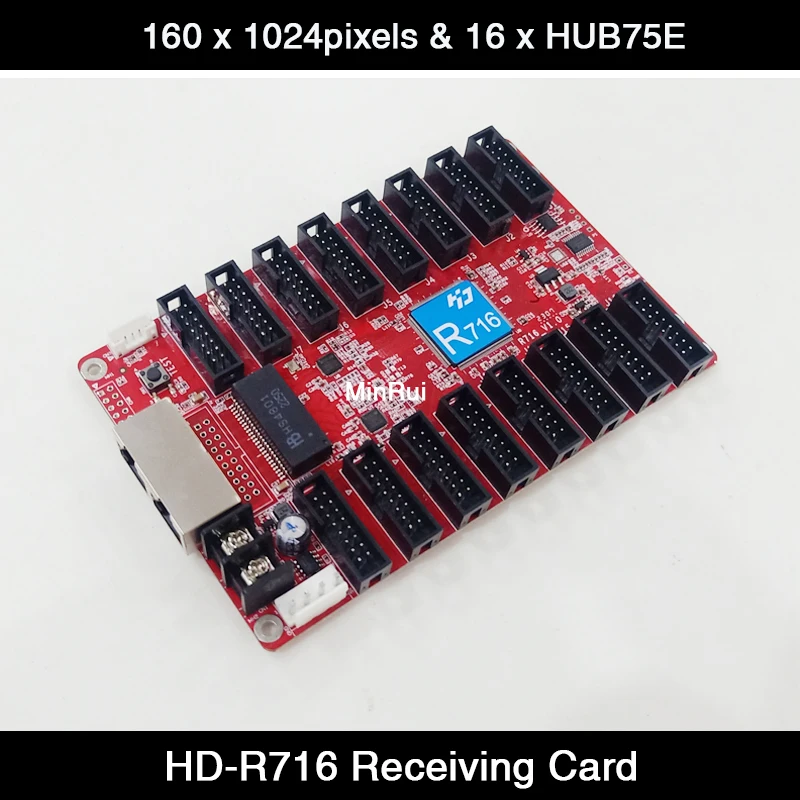 

Huidu HD- R516T / HD-R716 Receving Card Work With Full Color Synch and Asyn Sending Card / Box 16 x HUB75E Port 160 *1028pixels