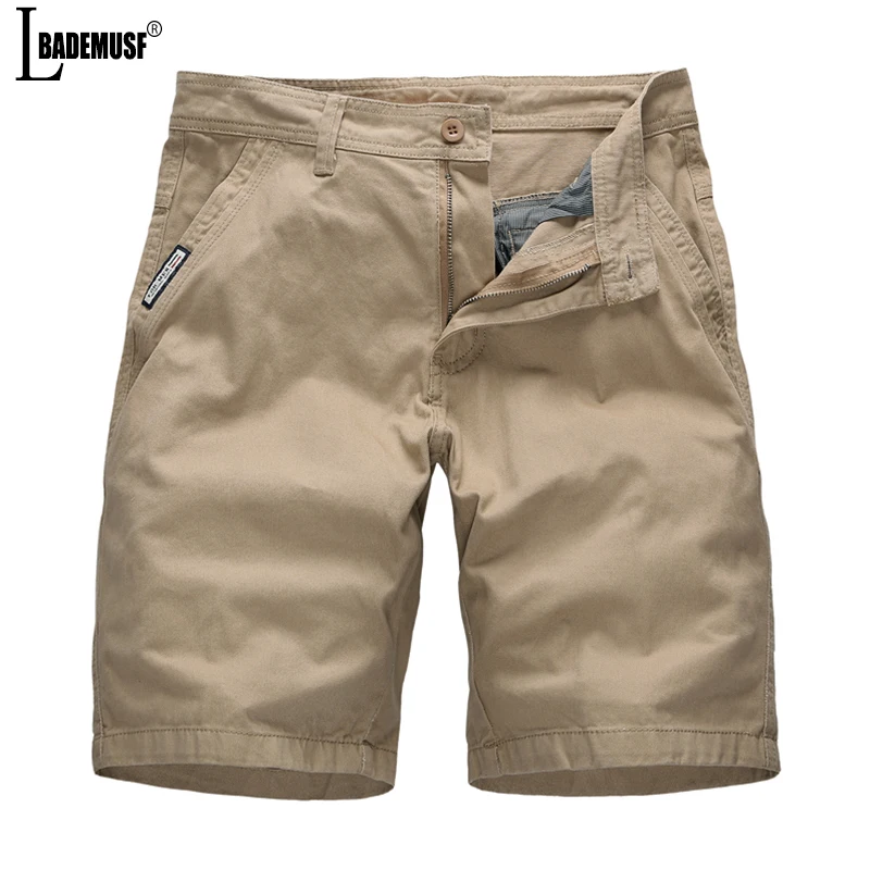 Summer Men New Solid Color Leisure Fashion Cargo Shorts Comfort Simplicity 100% Pure Cotton Large Pocket Short Trousers Men