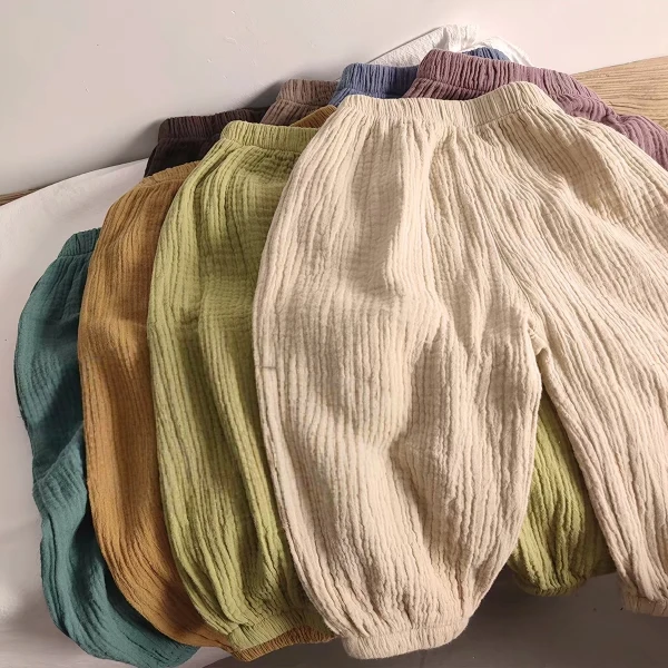 Calça Harem de Algodão para Verão, Cintura Elástica Macia, Calças Casuais Soltas para Bebês, Calças Soltas Infantis em Mistura de Linho Multicoloridas, Nova Calça 2026