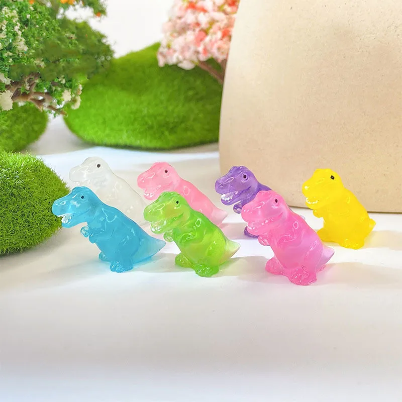 50PCS Luminous Mini Tyrannosaurus Rex Fairy Garden Decoration Miniature Dinosaurs Home Decor Micro Landscape Accessories