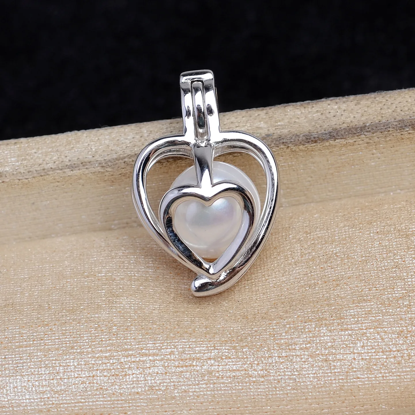 

Heart 925 Sterling Silver Cage Pendant Mounts Base Findings Settings Mountings Jewelry Fittings for 7-9mm Pearls 3pcs/lot