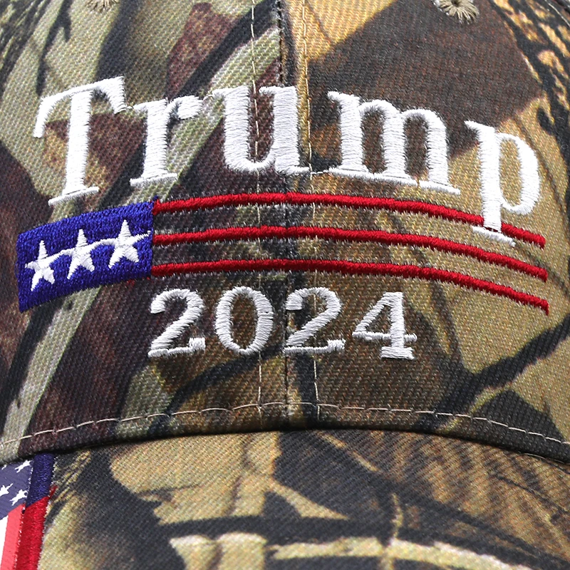 Embroidery Camouflage Donald Trump 2024 Hats USA Flag Baseball Caps Keep America Great Again Snapback President Hat Peaked Cap