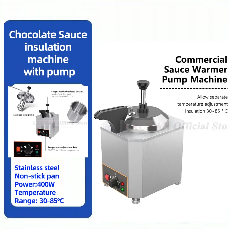 HomeWise Commercial Sauce Warmer Chocolate/ Cheese Dispenser Sauce Pump Machine  2L Cylinder Stainless Steel 30~85°C 110V/ 220V