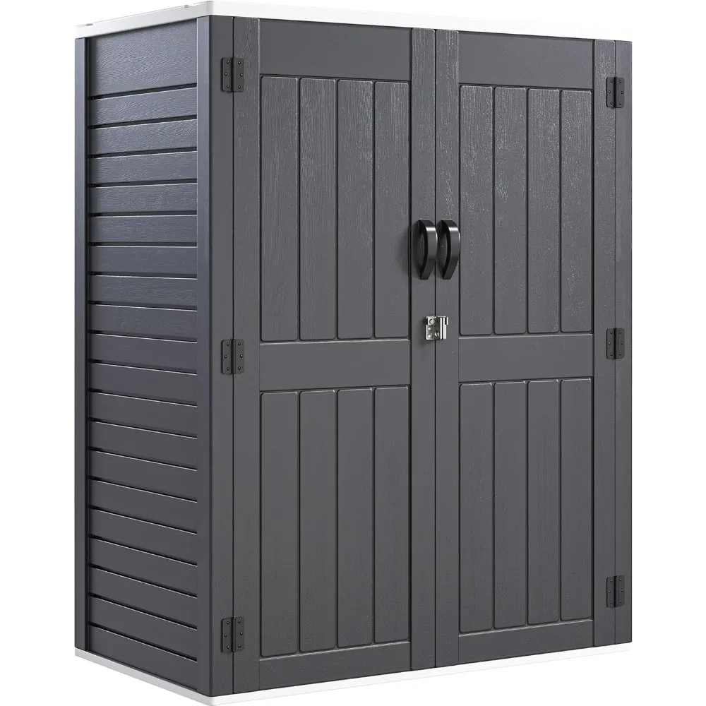 

59 Cuft Outdoor Tall Storage Shed, Waterproof Vertical Resin Shed for Garden, Garage, Patio, Lockable Tool Sheds Storage