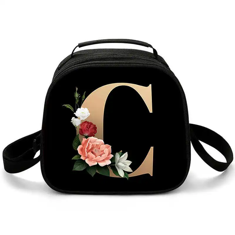 

Термосумка-ланчбокс через плечо с 3D-печатью, в форме полукруга, с алфавитом (A-Z), для еды, с изоляцией, сумка-холодильник