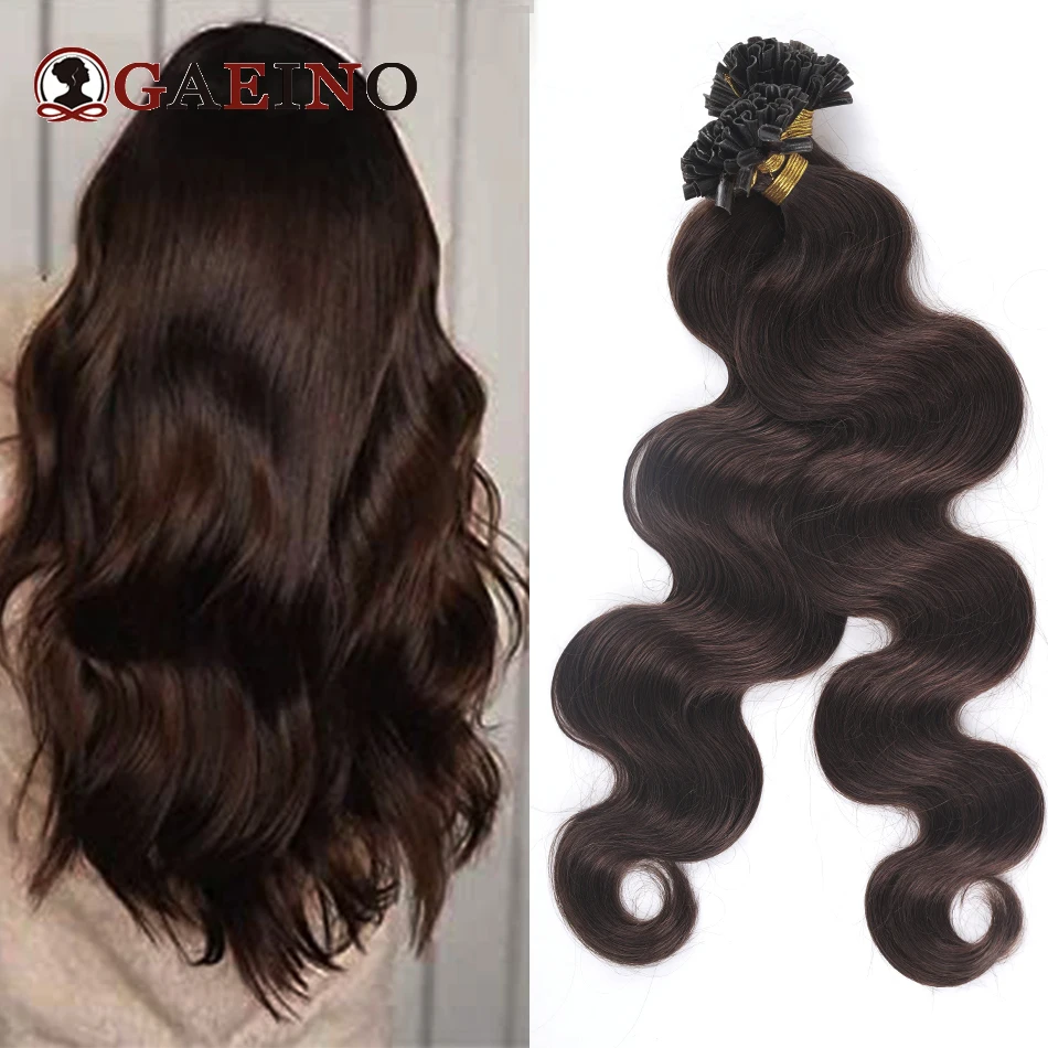 Pre Gebonden U Tip Hair Extensions Human Hair Body Wave Nagel Tip Hair Extension Lichtbruine Keratine Human Fusion Hair Extension