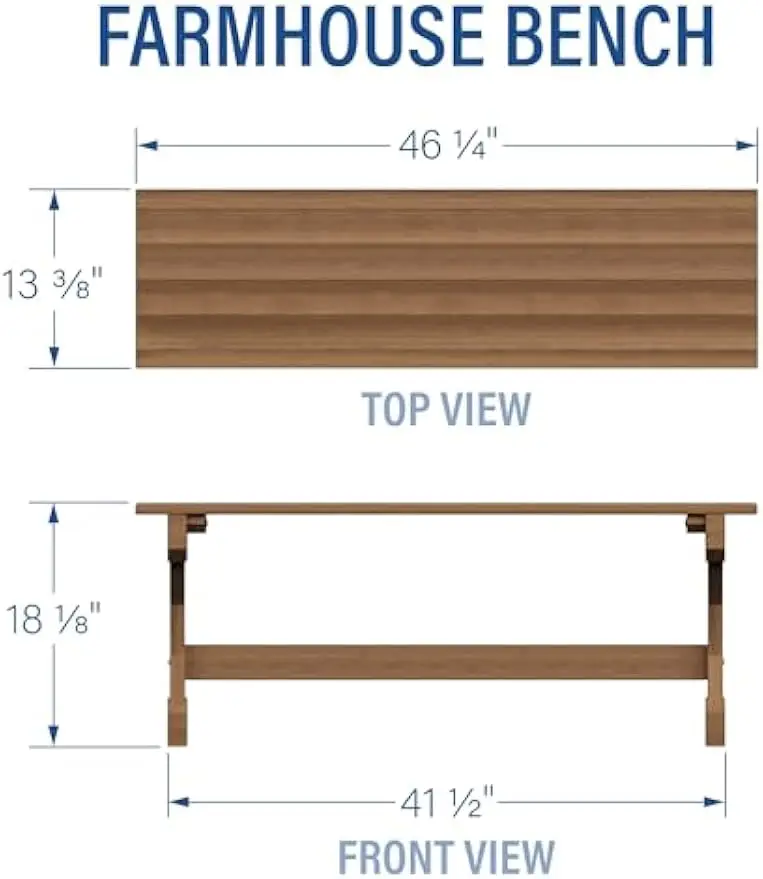 Backyard Discovery Garden Farmhouse Wood Bench, Indoor and Outdoor Accent, Walkway, Gardens, Patio, Porch, Walnut