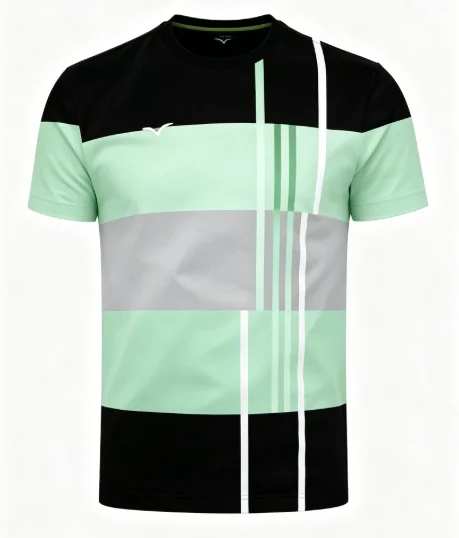 Herren Kurzarm-T-Shirt mit geometrischem Farbblockmuster, vertikalen Streifen, modernem Rundhalsausschnitt, lässige Oberteile – Detail 4