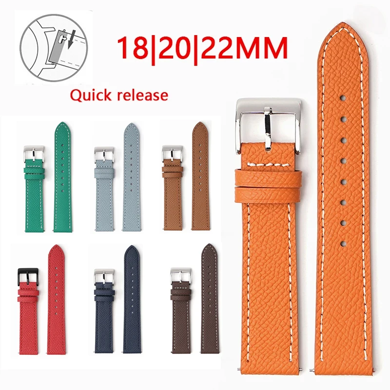 Genuine Leather Strap Quick Release 18mm 20mm 22mm Stainless Steel Buckle Men Women Cowhide Replace Bracelet Watch Band Belt