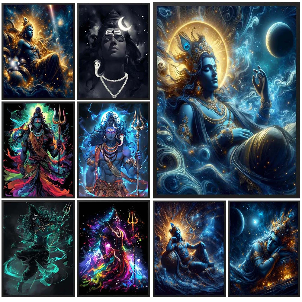 Religion Shiva Buddha Statue Hinduism Prints Wall Pictures For Church Room Decor Poster Wall Art Canvas Painting Unframed