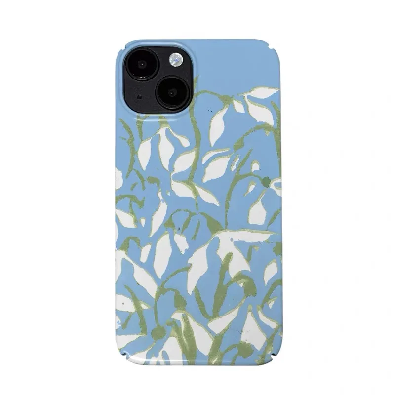 

Blue Fresh White Green Flower Art Phone Case for IPHONE 17 Air 16E 15 PROMAX 14 Plus 13 12 MINI 11 16Plus XR Acrylic Phone Cover