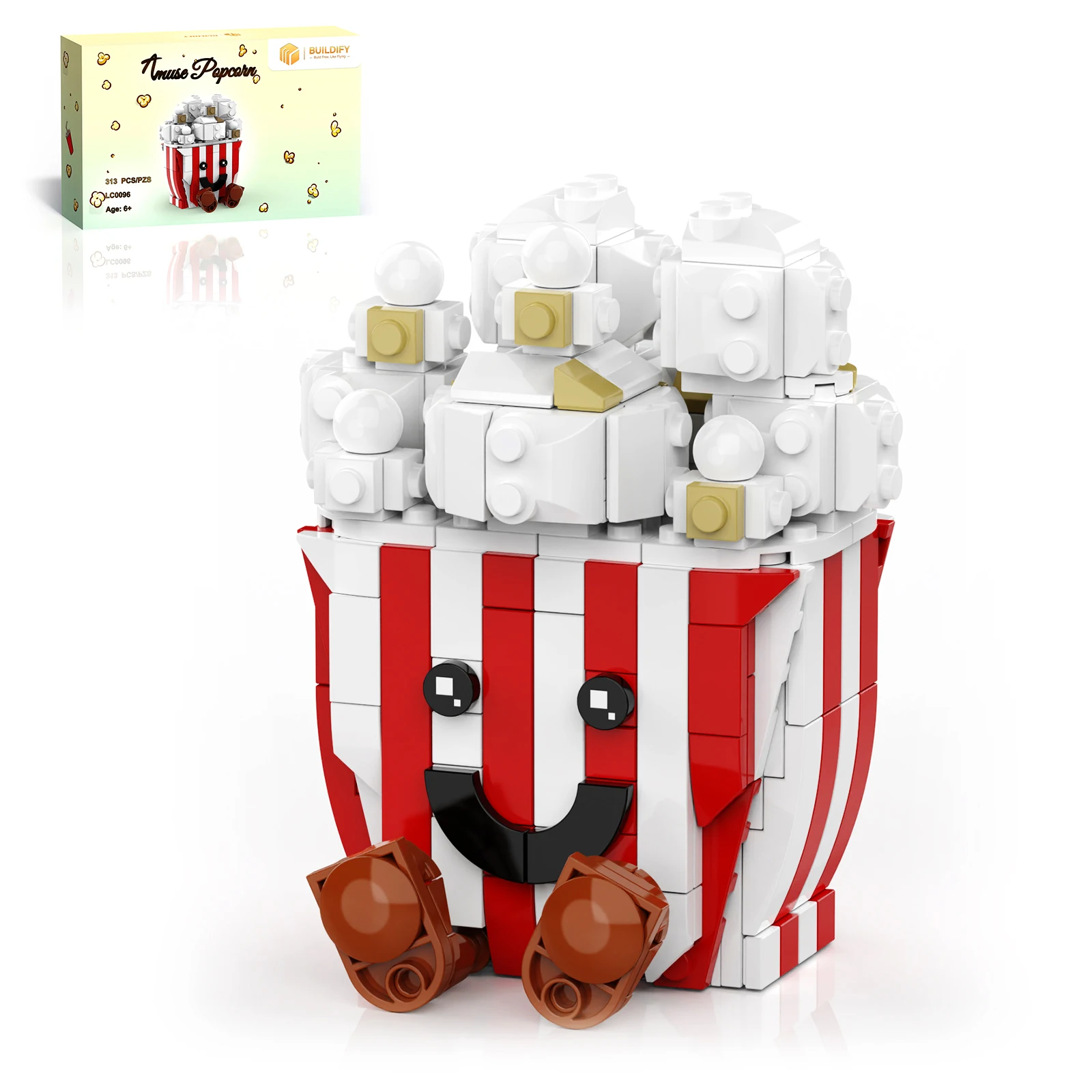 Amuse Popcorn Building Sets, Cute Popcorn Toy Compatible with Lego City Food, Perfect for Christmas Toy Gift for Boys Girls 6+