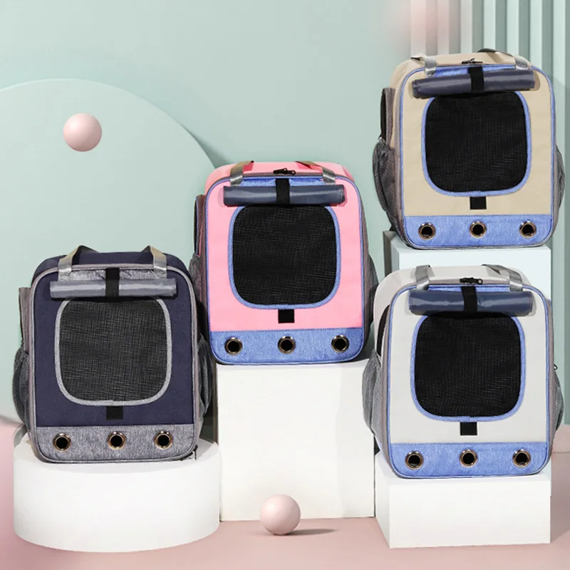 Portable Dog Cat Carriers Breathable Mesh With small Window Dog Backpack Foldable Large Capacity Cat Carrying Bag Pet Supplies