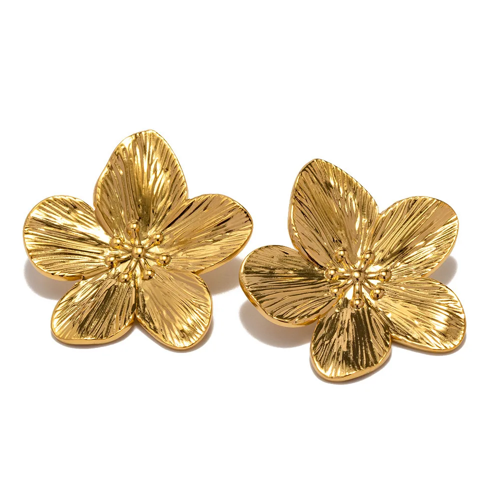 

May@RZ 18K Gold Plated Flower Shape Women Fashion Earrings Vintage Style Party Accessories Women Gift