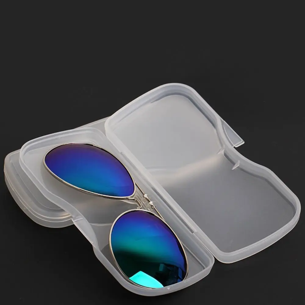 Durable Matte White Sunglasses Hard Box Glasses Case Eyewear Accessories Clip