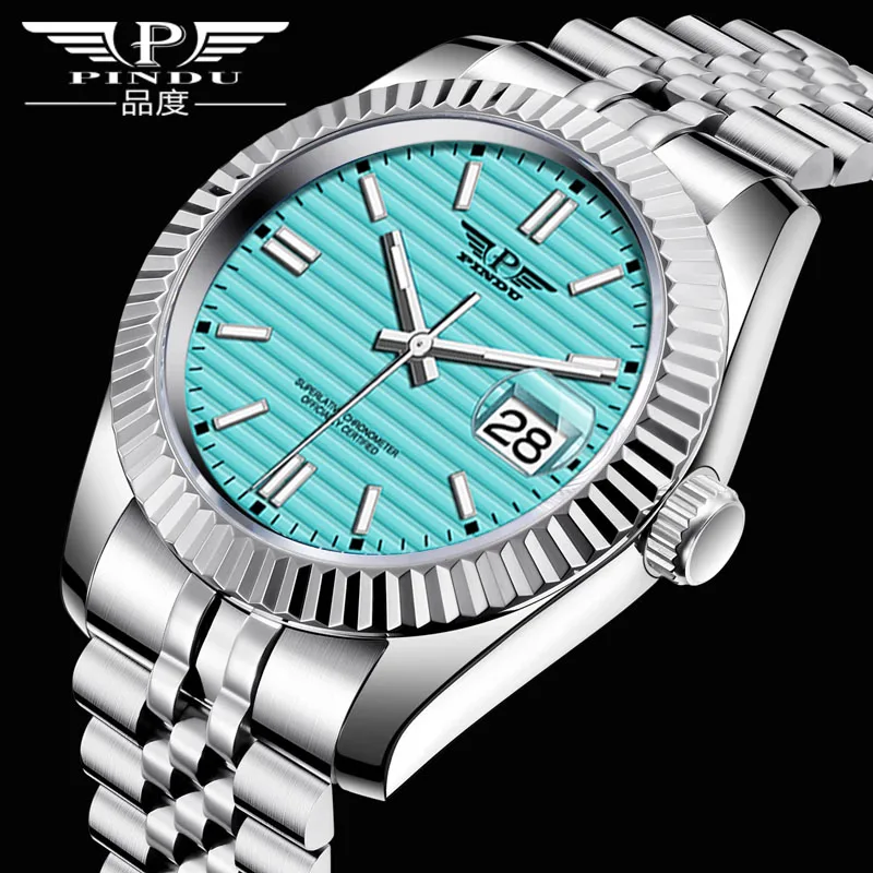 2023PINDU Men Mechanical Watch Top Brand Luxury Automatic Watch Sport Stainless Steel Waterproof Watch Men Relogio Masculino+Box