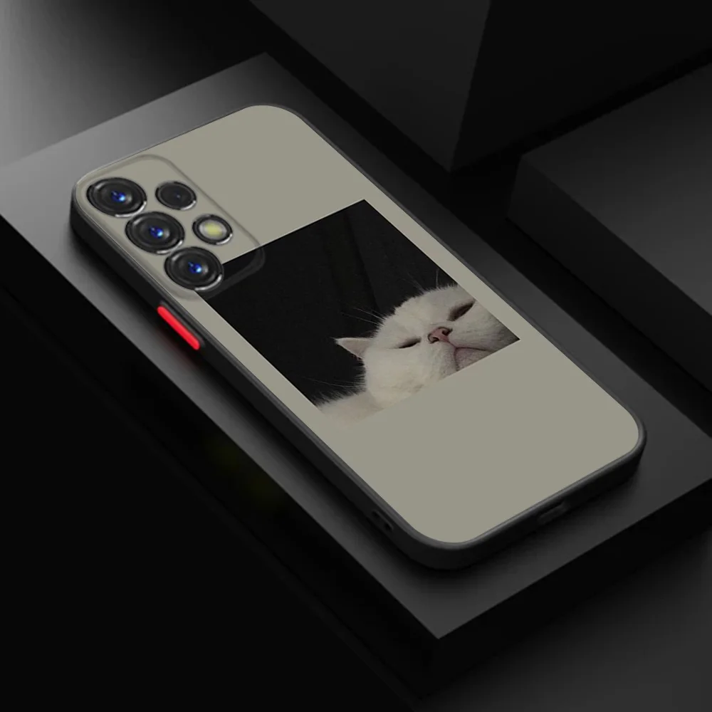 Чехол для телефона Samsung S25 Ultra S24 S10 A16 4G Note20 S20 S21 S22 S23 Plus FE Cute Cat Pink Funny Art Черный полупрозрачный чехол