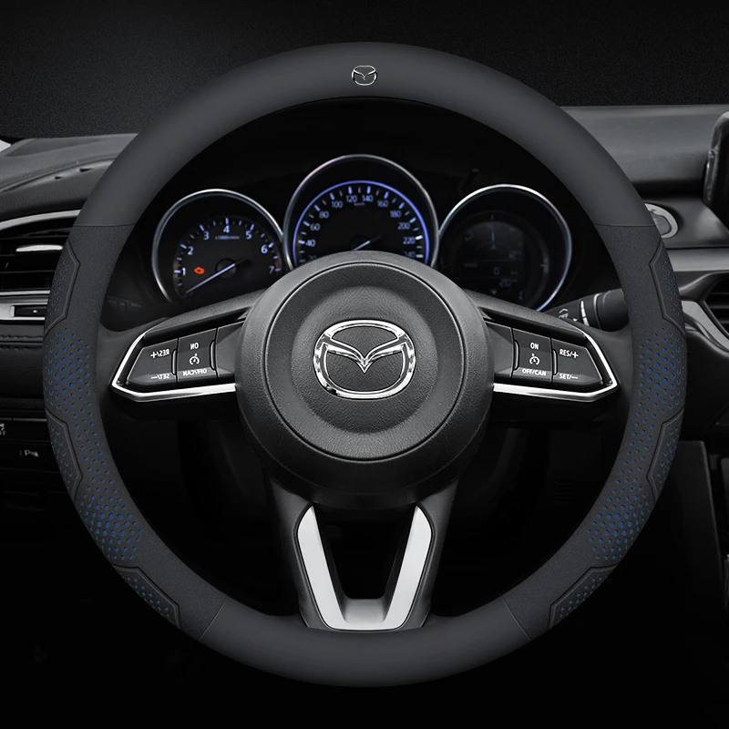 Carbon fiber Suede Car Steering Wheel Cover For Mazda 3 5 6 SKYACTIV Axela Atenza CX30 CX5 CX8 CX9 MX5 RX8 RX7 BT50 Accessories