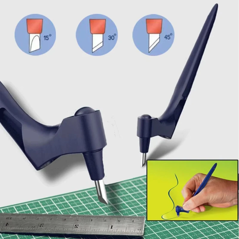 2/4pcs 360 Steel Rotating Blade DIY Art Cutting Tool Craft Cutting Knife Safety Cutter Paper Knife with 3pcs Blades Cutting Pen