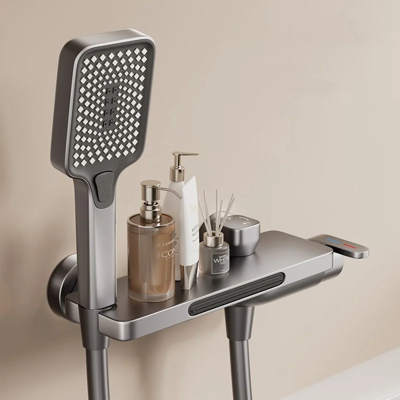 

Hot Cold Modern Waterfall Shower Faucet Wall Mounted Handheld Shower Mixer Tap Waterfall Spout Bathtub Mixer Faucet