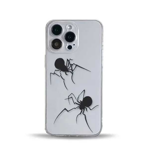Coque de protection Black Spider Couple, Coque pour iPhone 15 Pro Max 11 12 13 14 Pro Max 6 6S 7 8 Plus 13 Mini XS Max Poly SE 2 3