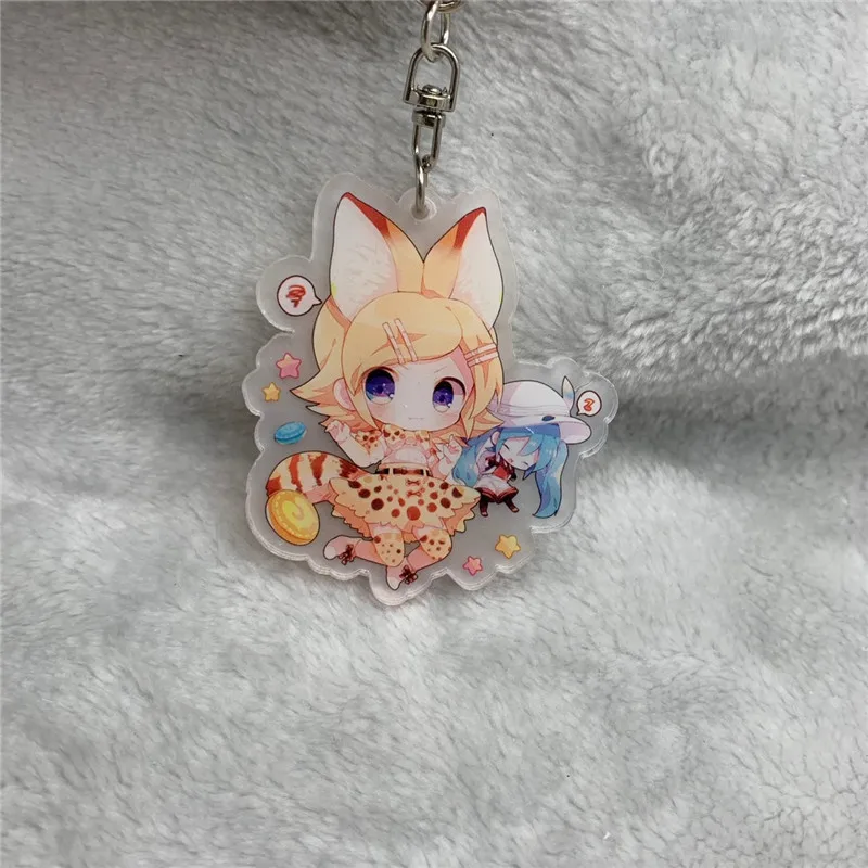 

Anime Keychain Leptailurus serval Acrylic Keyring Strap Figure Hanging Accessories 6cm