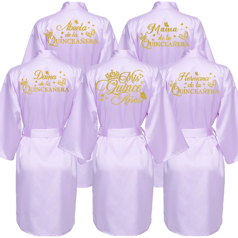 

Mis15 Años Robe 15 Years Girl Birthday Party Robes Quinceanera Robe Mis XV Bathrobe Silkly Nightgown