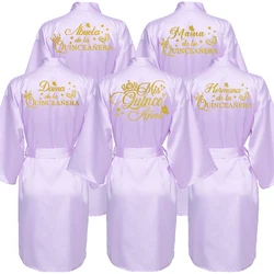 Mis15 Años Robe 15 Years Girl Birthday Party Robes Quinceanera Robe Mis XV Bathrobe Silkly Nightgown