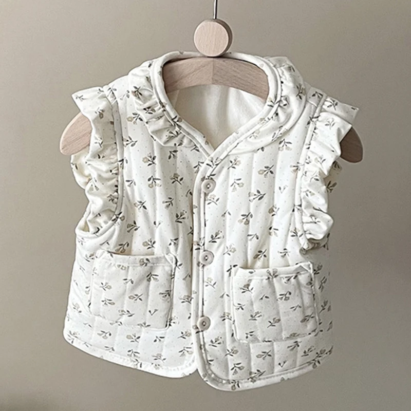 Winter Kids Baby Boys Girls Sleeveless Thickening Printing Warm Cotton-padded Clothes New Baby Girls Boys Children Clothes Coat