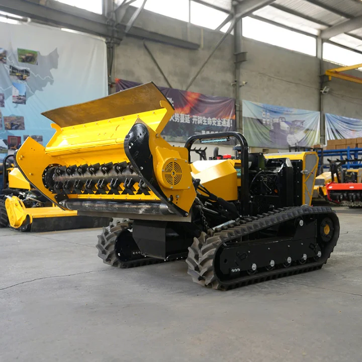 Remote Controlled Tracked  Hydraulic Crawler Forestry Mulcher for Land Clearing Slope Brush Cutting Tree Branch Chipping