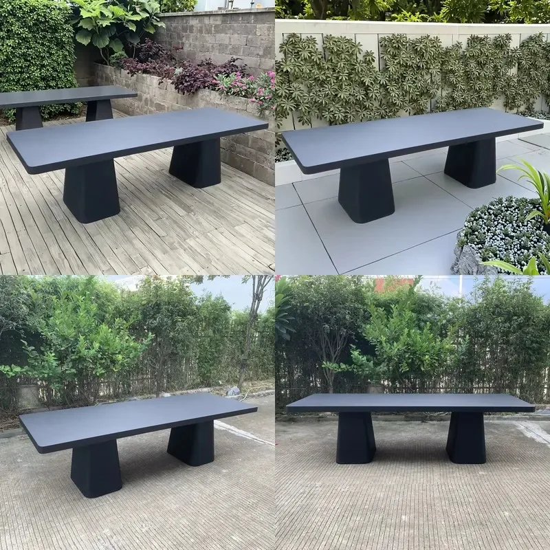 Large Cement Modern Dining Table Heavy Commercial Outdoor Space