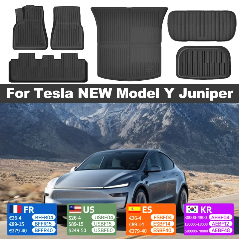 

Floor Mats for New Model Y Juniper 2025 Trunk Mats Waterproof All Weather Liner Anti Slip for Tesla Model Y Car Accessories