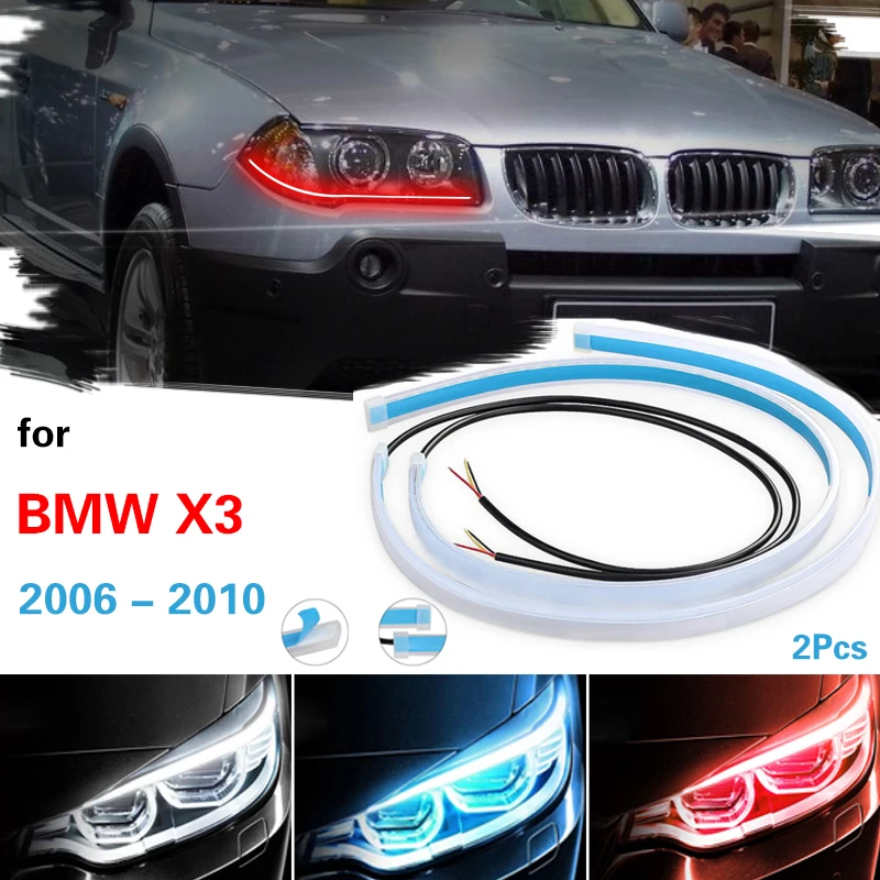 

2pcs Ultra Thin Car Soft Tube Waterproof Flexible LED Strip For Bmw X3 2006-2010 DRL Flowing Turn Lamp Daytime Running Strip 12V