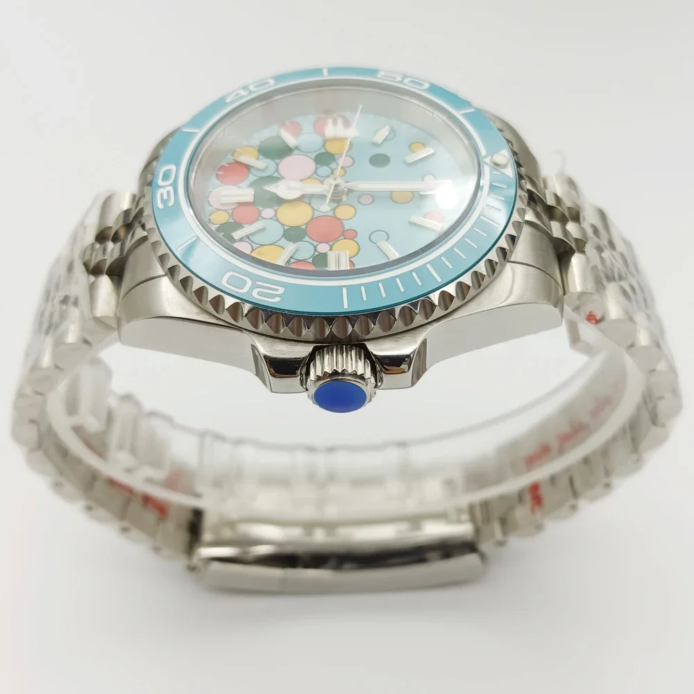 DEBERT-Montre mécanique automatique Shoous, lunette tournante en céramique, verre saphir, cadran bleu, mouvement NH35, 40mm