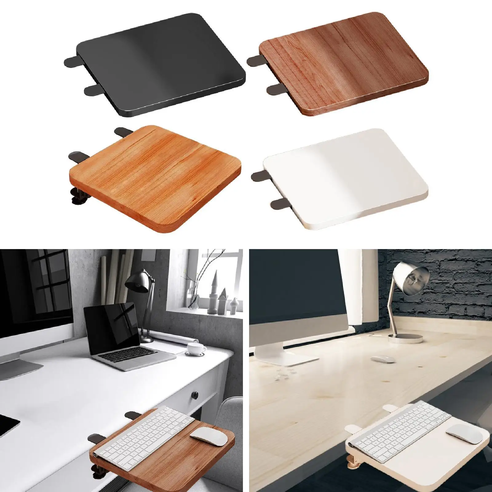 Desk Extension Tray, Foldable Extension Tray, Keyboard Tray, Organizer Tray, Wrist Support Tray, Wood, Metal, Suitable for