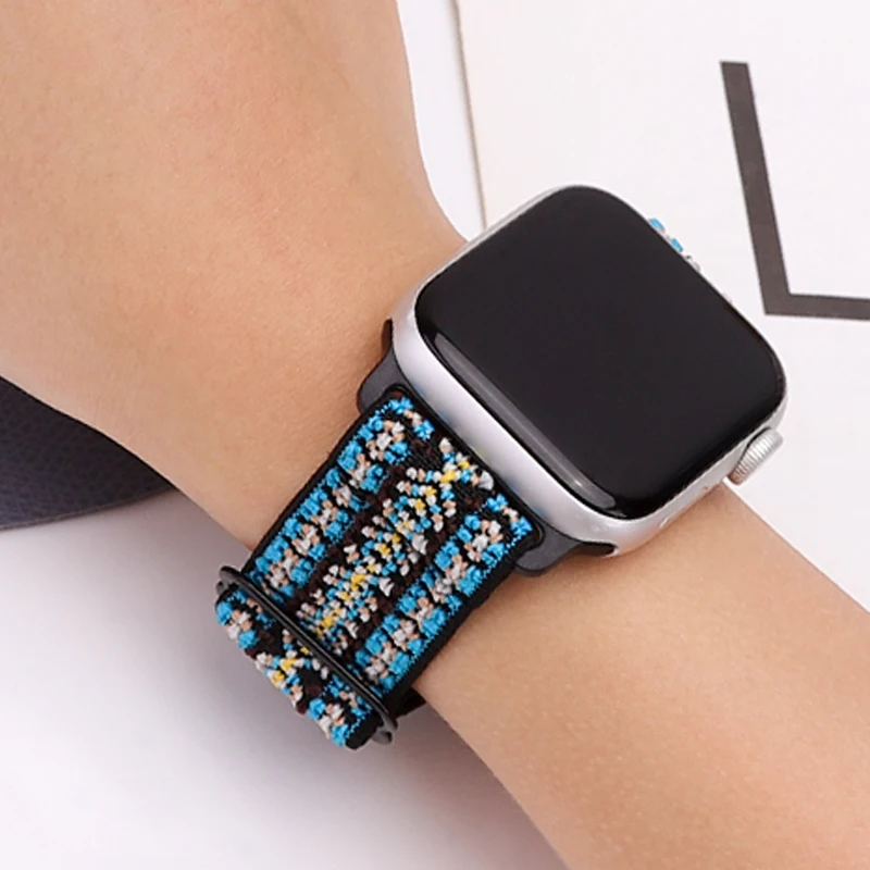 Nylon Strap for Apple watch band 41mm 40mm 44mm 45mm 49mm 42mm 38mm Elastic Leopard bracelet iWatch series 8 7 se 6 5 3 Ultra